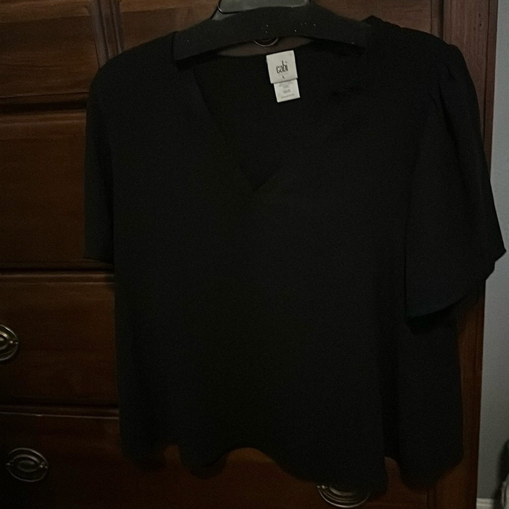 Beautiful black short sleeve blouse by Cabi